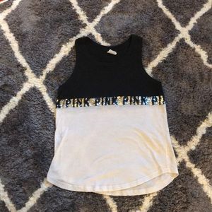 Black and white sparkly PINK tank top